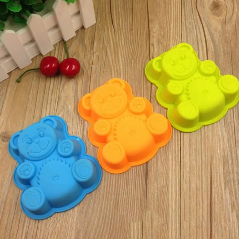 

3D Силиконовая форма в форме медведя, симпатичная форма, кухонные резаки для помадки, для печенья, конфет, желе, маффинов, бутерброды, инструменты для выпечки