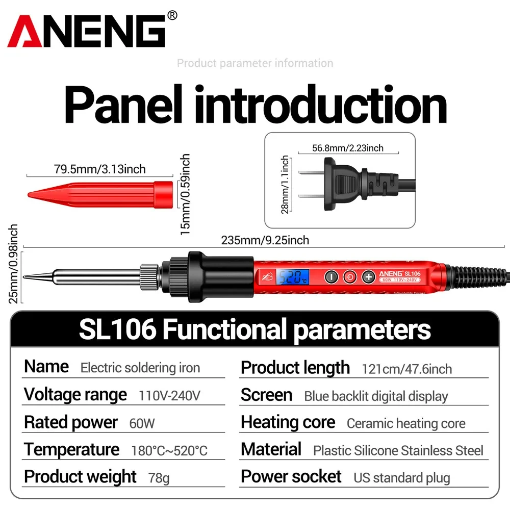 Электрический паяльник ANENG SL106 110 В/220 В с регулируемой температурой сварочный