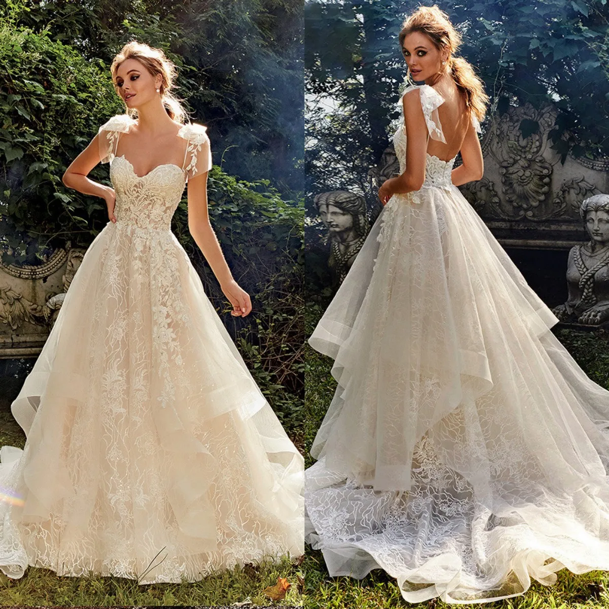 

Princess Lace A-Line Wedding Dress Vestidos De Novia Sweetheart Neck Wedding Gown Backless Illusion Bridal Gown Robe De Mariée