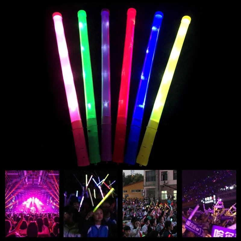 

1 Pc Light-Up Foam Sticks LED Soft Batons Rally Rave Glow Wands Multicolor Cheer Flashing Tube Concert for Festivals Party