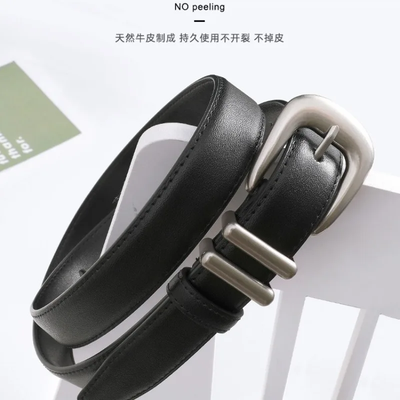 Роскошный тонкий ремень с кожаной пряжкой для женщин простая корейская версия