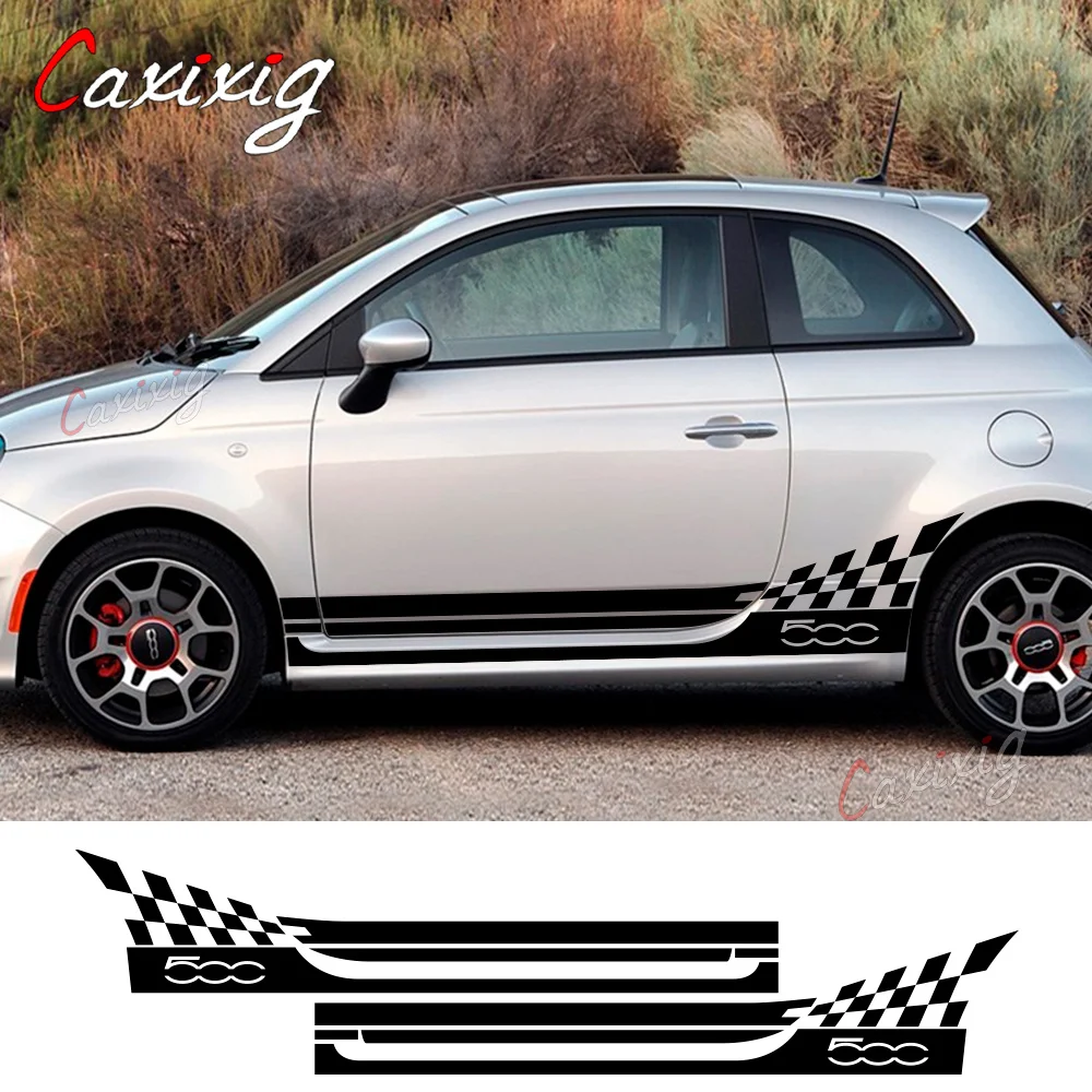 

Автомобильные аксессуары для Fiat 500, 2 шт., автомобильные двери, боковая юбка, полосы, наклейки, Декор кузова, графика, «сделай сам», наклейки, в...