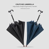 parachase large umbrella men strong windproof crutch long handle umbrella adjustable height walking cane umbrellas mens gift