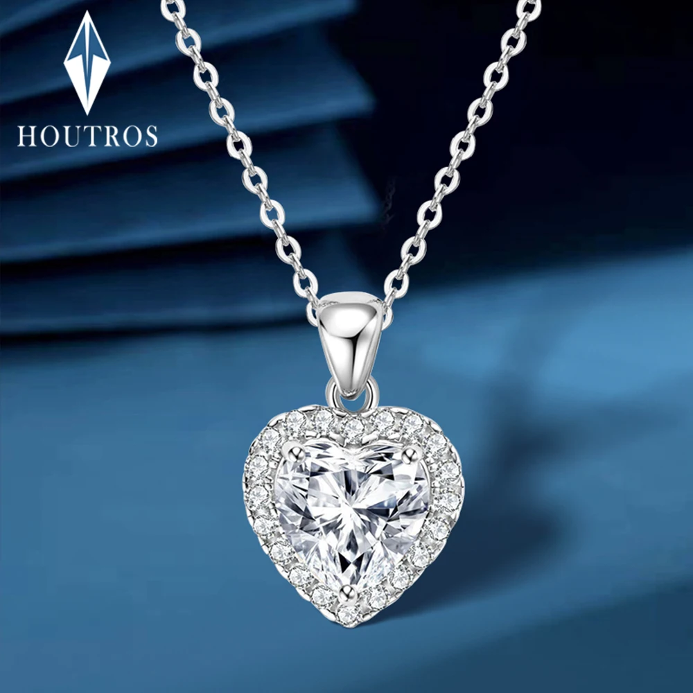 2-каратное ожерелье с подвеской из муассанита в форме сердца для женщин
