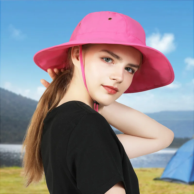 

Summer Hat Women's Beach Visor Panama Sun Hat Breathable Comfortable Strap Wind Rope Men's Wide Brim Bucket Hat