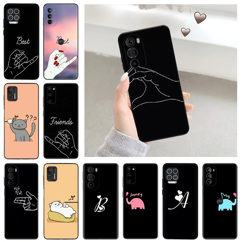 

Силиконовые черные чехлы для телефона Girls Bff Best Friends для Motorola Moto G73 G53 G Stylus Edge 30 20 One G9 G82 G72 G52 G32 G22 G200