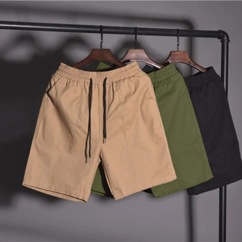 

Легкие мужские шорты-карго однотонные прямые брюки до колен простые на шнуровке