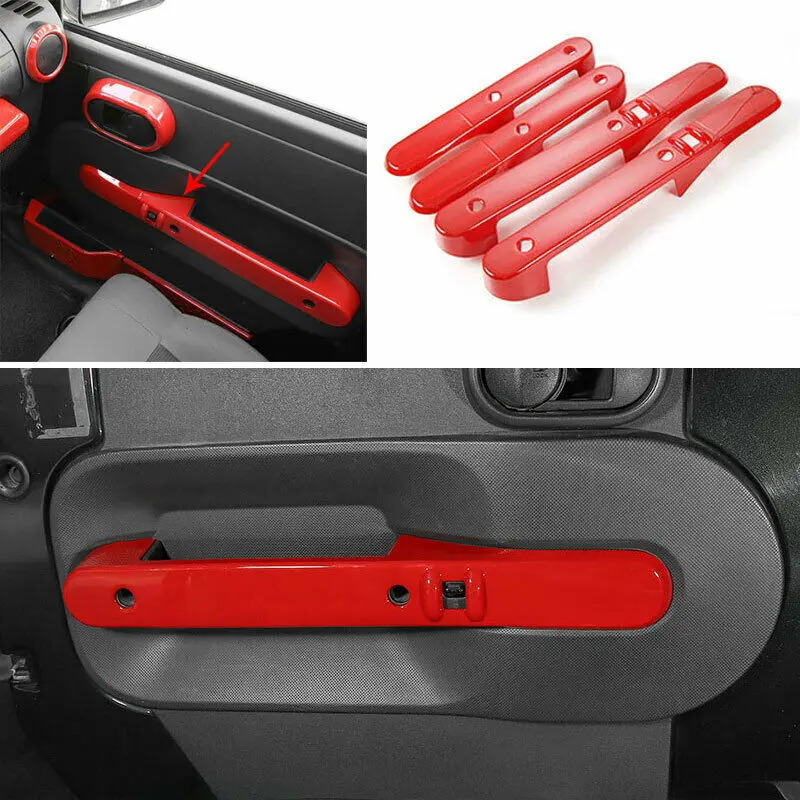 

Fit For Jeep Wrangler JK 2007-2009 2010 ABS Red Inner Door Handle Frame Trim 4X