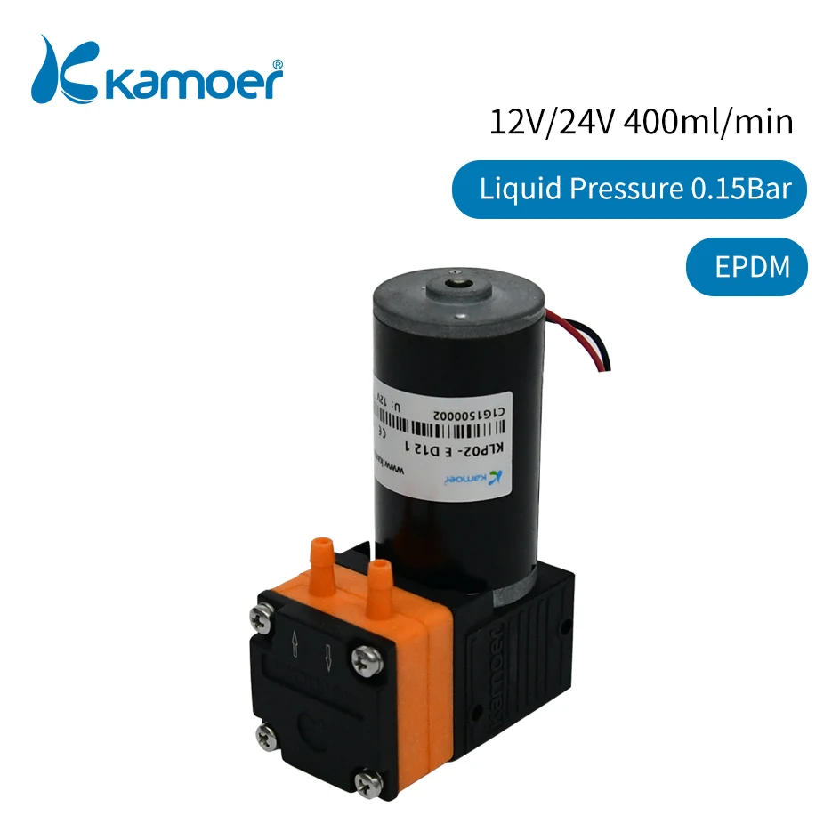 Kamoer KLP01-E Diaphragm Water Pump 24V/12V with DC Motor Positive Presuure Up to 3 Bar Single/ Double Head 400ml/min
