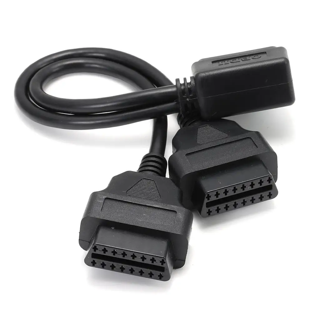 Черный сплиттер OBD2 длиной 30 см/12 дюймов 1 штекер на 2 гнезда прямоугольный