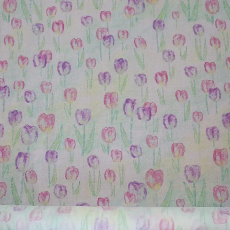 Клементина красный цветочный 100% хлопок свободная ткань 80-х годов с цифровой