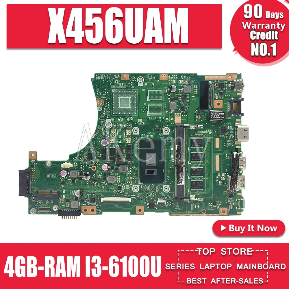 

X456UAM Laptop motherboard For Asus VivoBook X456UA X456UV X456UQk X456UAM X456UAK mainboard 4GB-RAM I3-6100/6006U DDR4