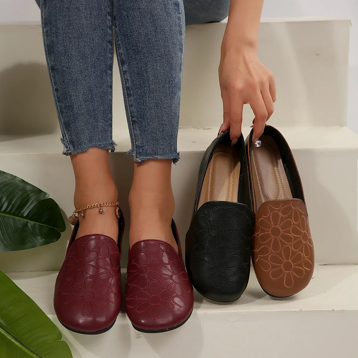 Arge Size модные осенние туфли для женщин новый стиль женская обувь на плоской