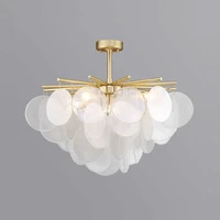 modern luxury glass piece chandelier led e14 gold metal for living room bedroom hall ceiling pendant lighting lusters luminaires