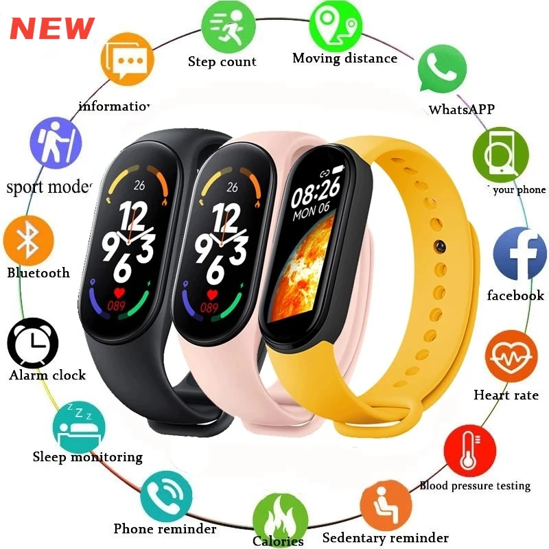 

Смарт-браслет M7, спортивный фитнес-трекер, шагомер, пульсометр, монитор кровяного давления, смарт-браслеты для умных часов Xiaomi M7