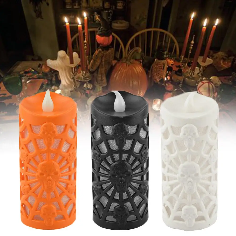 

Halloween Colorful Flashing Skull Lamp Led Candle Light Party Night Halloween Decoration Props Ornament Candlestick Light L N4a1