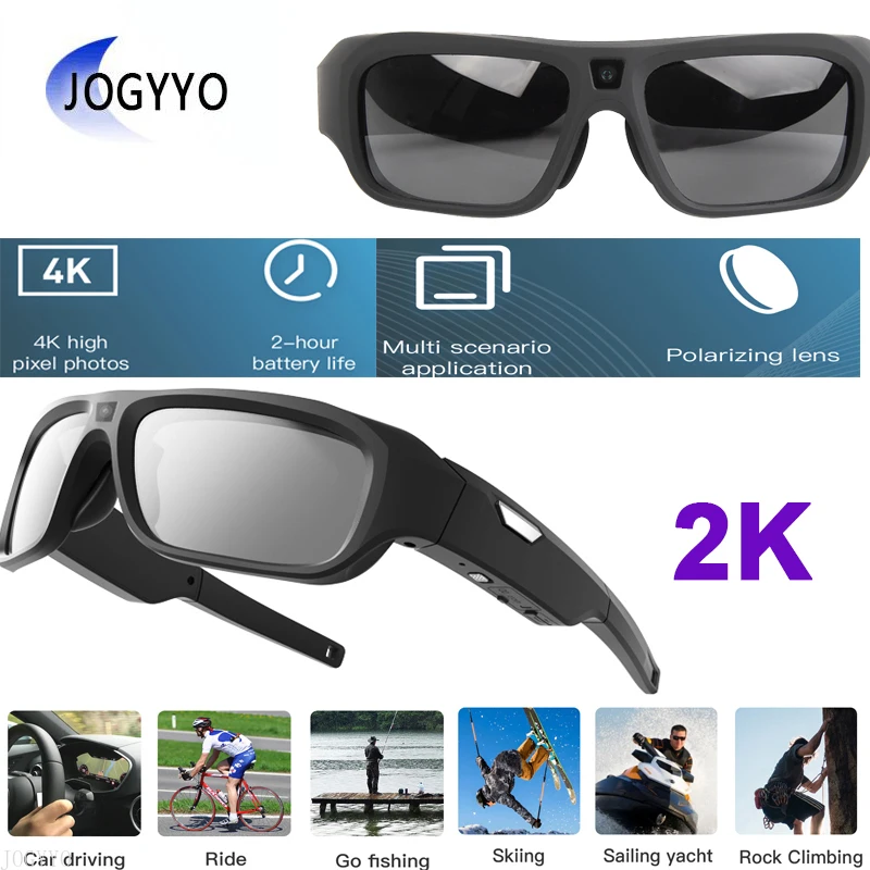 Outdoor Sport Mini Glasses Camera HD 2K DV/DVR Portable Camcorder Polarizing Lens Mulit Application Cam Suport Hidden TF card |