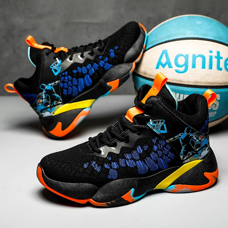 

Hot Sale Boys Basketball Shoes for Men Sneakers Breathable Male Basketball Training Sneakers High-top Men Basket Trainer Shoes