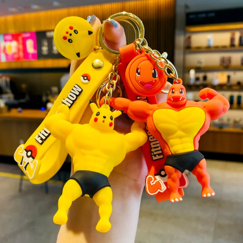 

Pokémon Cartoon Muscle Man Pikachu Duck Duck Jenny Turtle Macho Doll Keychain Pendant Creative Doll Small Gift Gift Surprise
