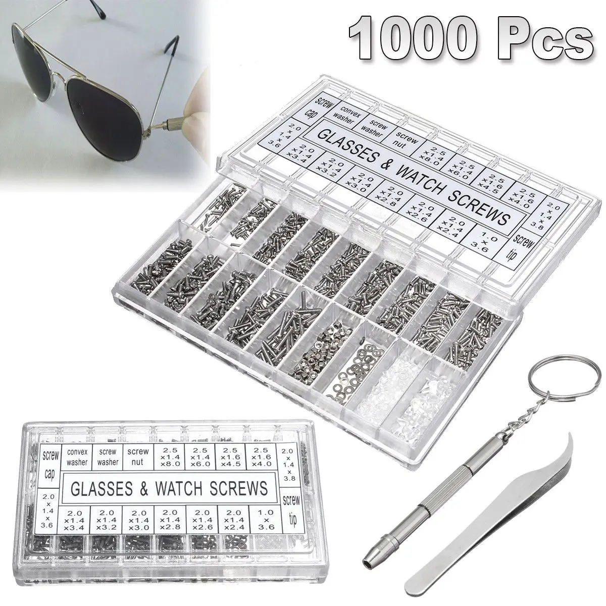 

Watch Glasses Sunglasses Screw Nut Screwdriver Assorted Kit Repair Tool Kit Glasses Repair Screw Assorted Kit
