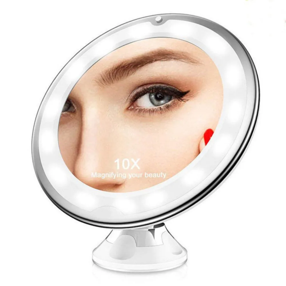 

Makeup Mirror With Light LED Fill Light 10x Magnification Suction Cup Folding 3-Color USB Direct Charging Bathroom Makeup Mirror