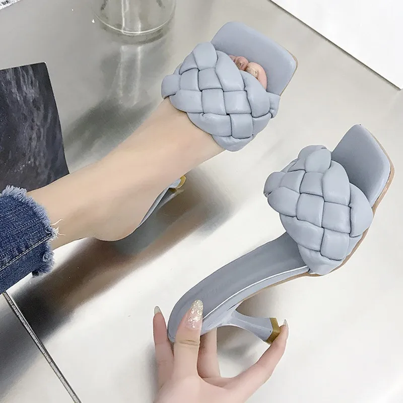 

Women Slides High Heels Sandals Mules Fetish Pumps Individual Weave Lady Prom Slippers Girl Shoes Leisure Office Female Sandals