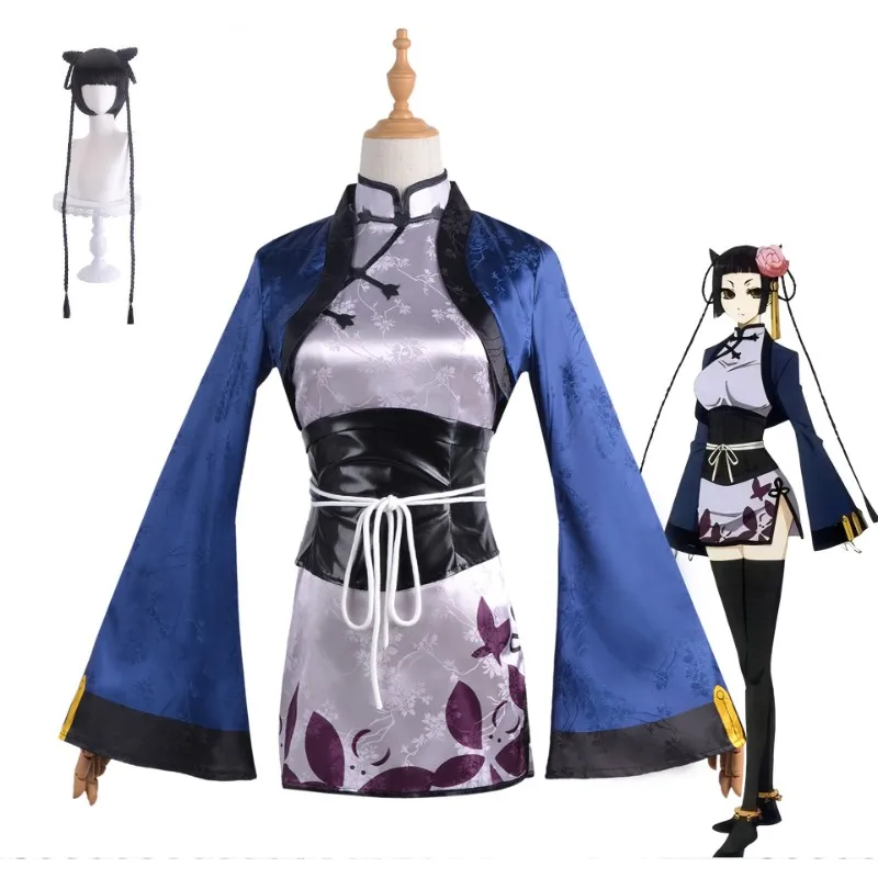 

Костюм для косплея черного Батлера с синим котом, костюм для Хэллоуина, женское платье-накидка Чонсам в китайском стиле, женская сексуальная униформа для подростков