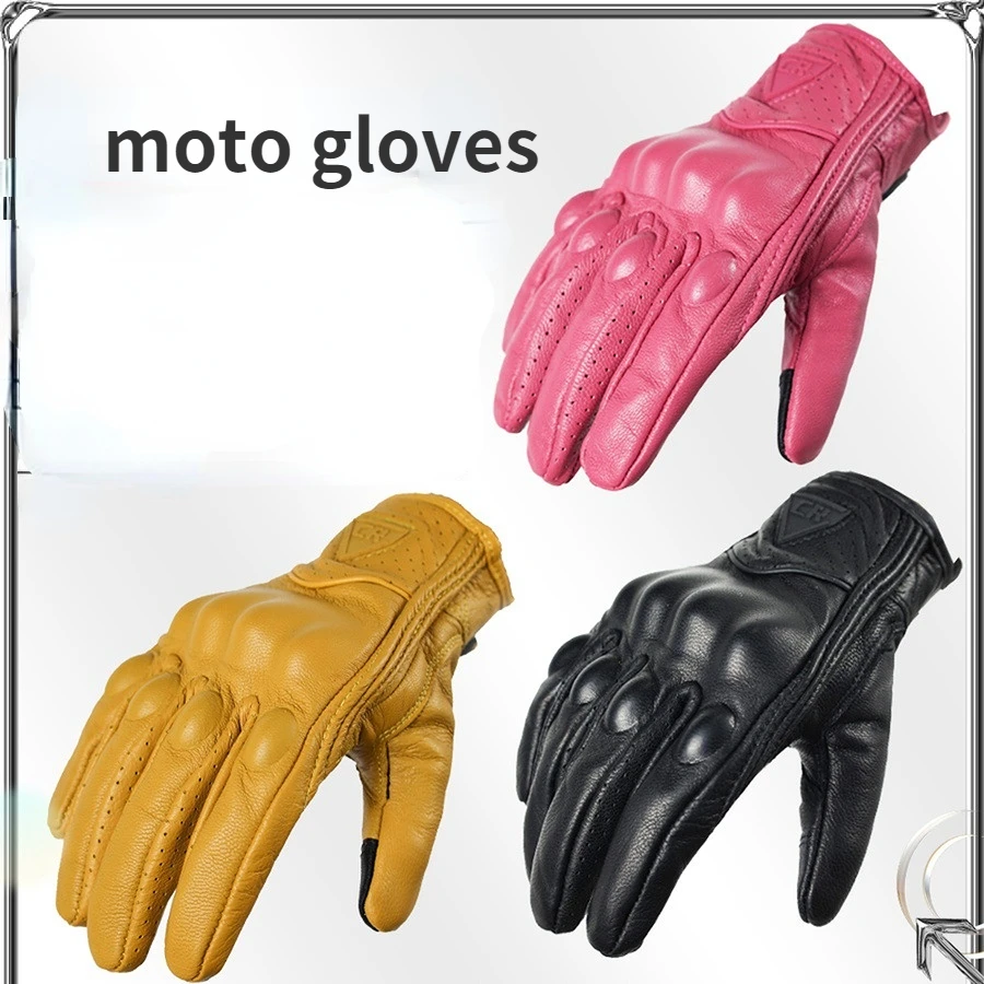 

Motorcycle Gloves Touch Screen Leather Yellow Tactics Glove Men Women Bike Cycling Full Finger Motorbike Motor Motocross Luvas