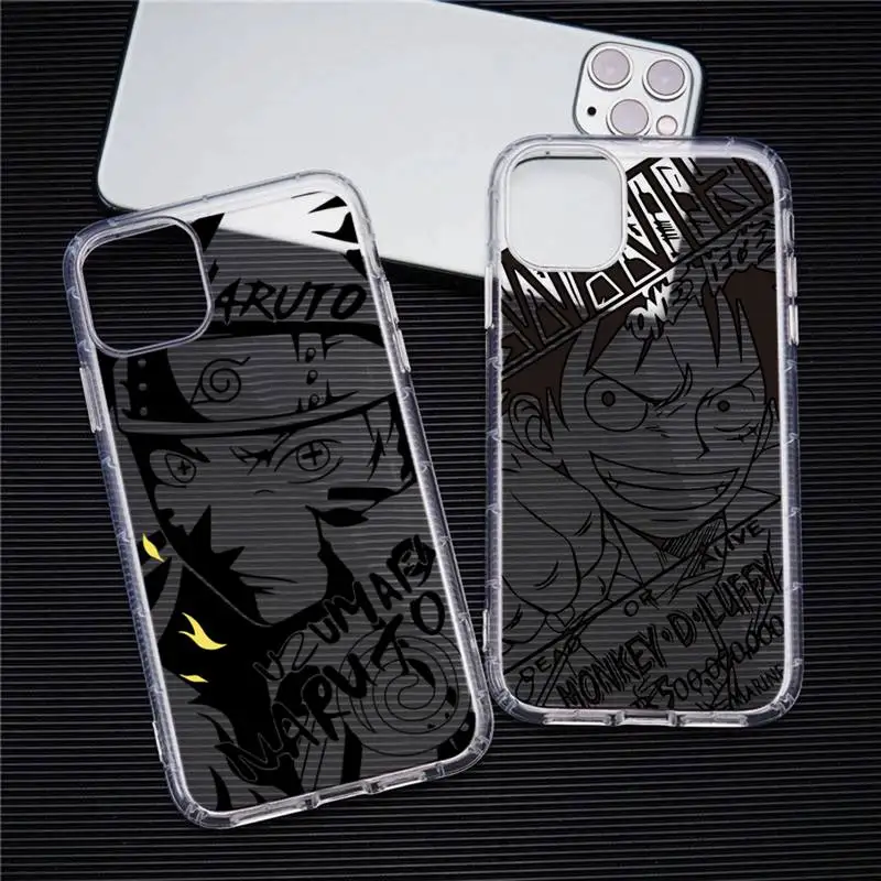 

Naruto One Piece Luffys Sasuke Kakashi Gaara Phone Case Transparent For iphone 13 12 11 Pro Max Mini XS Max 8 7 Plus X XR cover
