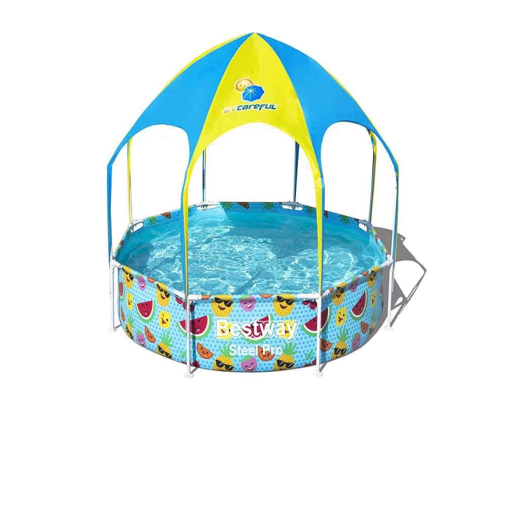 

Wholesale pvc sun shade inflatable baby game water pool House Shape Water Inflatable Sun Shade Swimming Ball Pool With Canopy