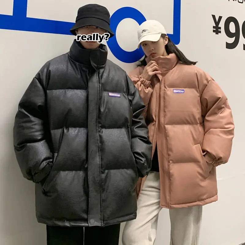 Cotton Clothes 2022 New Women's Winter Clothes Chic Coat Explosion Style Ins Tide Couples Wear Bread Coat Leather Cotton Coat