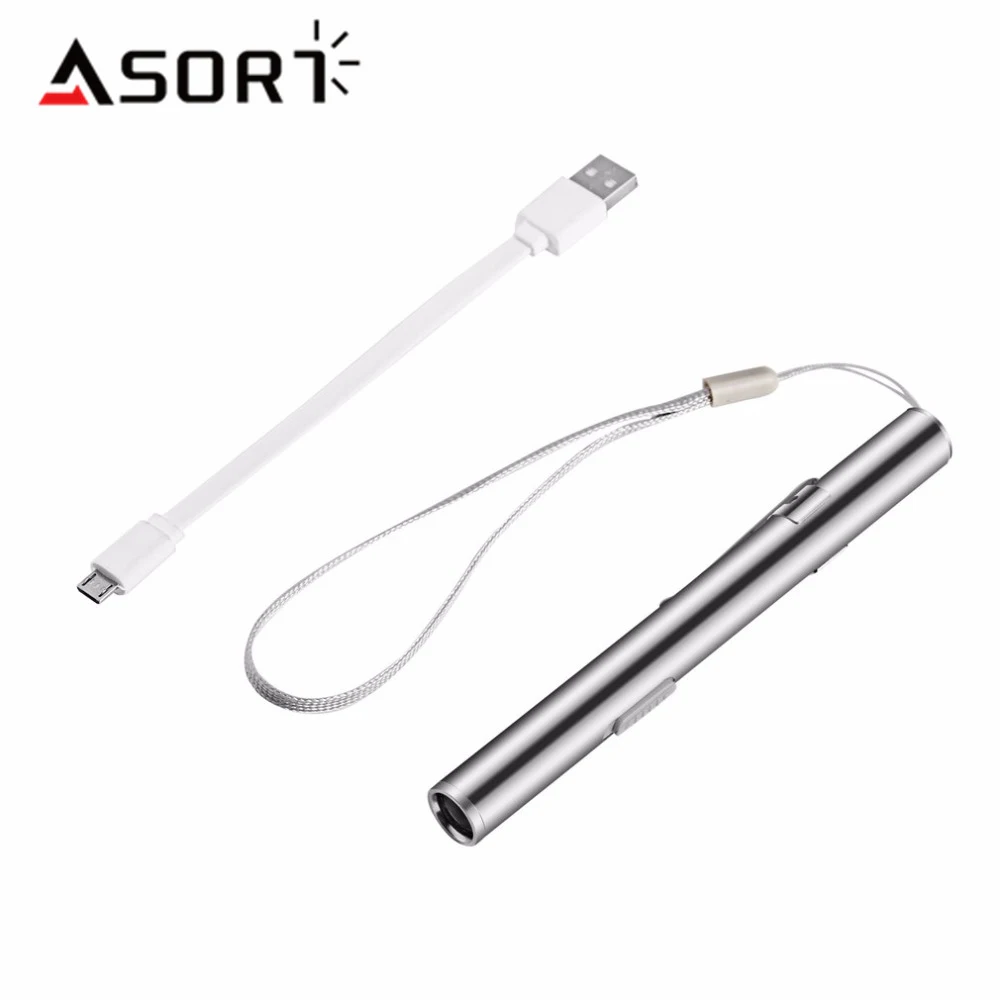 

Мини-фонарик светодиодный фонарик с зажимом из нержавеющей стали, энергосберегающий портативный ручсветильник фонарь, USB Перезаряжаемый у...