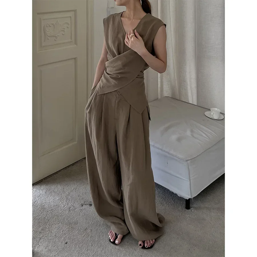 Anan Anna Guangzhou Thirteen Road Women's Fashionable Casual Suit Elegant Commuting Cotton Linen 15609-91858
