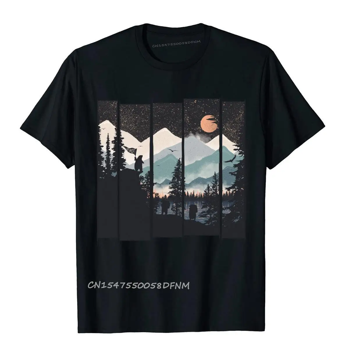 

Go Wild Sunset Forest Landscape New Design Men T Shirt Mountain Bear Premium Cotton Tee Shirt for Men New Tshirt Cotton