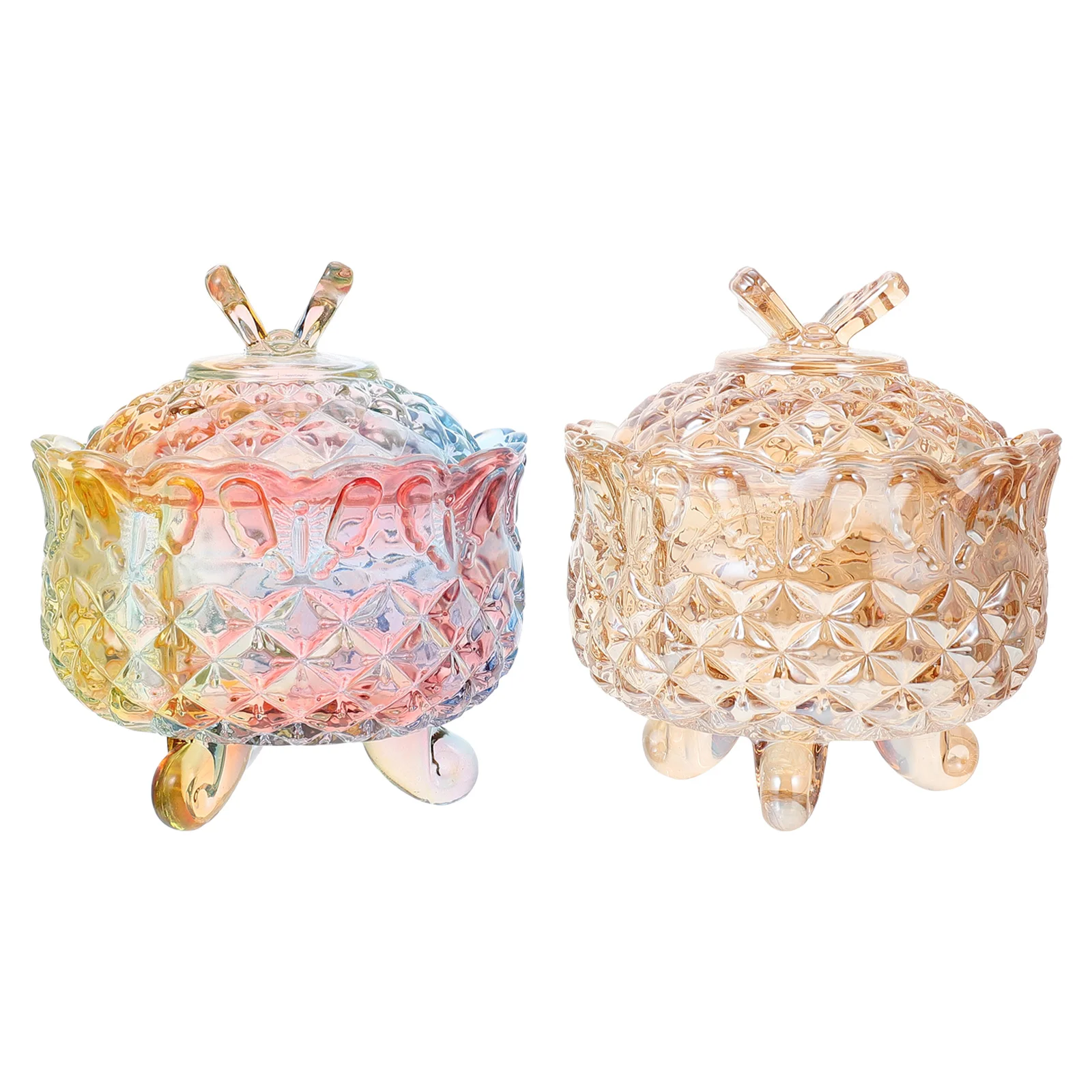 

2pcs Candy Jars Lidded Jewelry Packing Jars Gift Containers Glass Snack Organizers