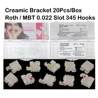 dental orthodontic ceramic white clear bracket braces roth 0 022 slots 345 with hooks 20pcsbox