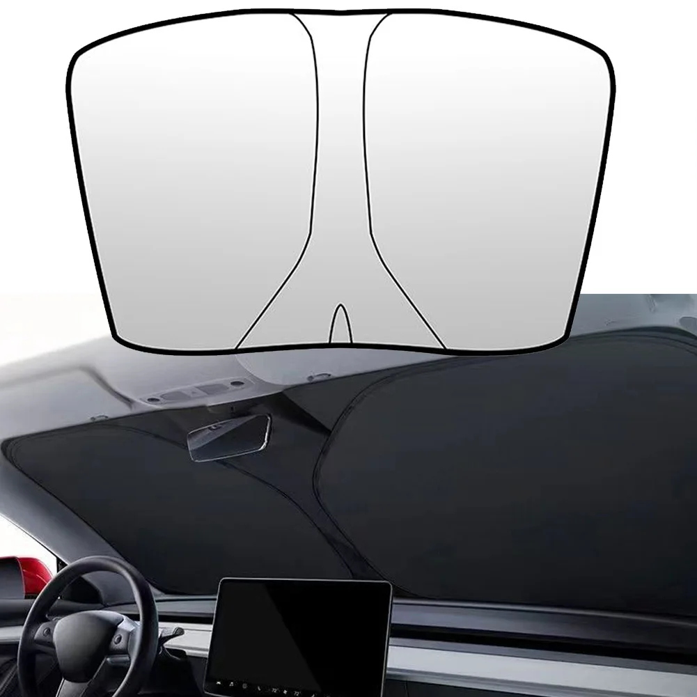 

Part Shade Cover Accessories Black+SIlver Tone Car For Tesla Model 3/Y Sun Shade Sunscreen Visor UV Protection