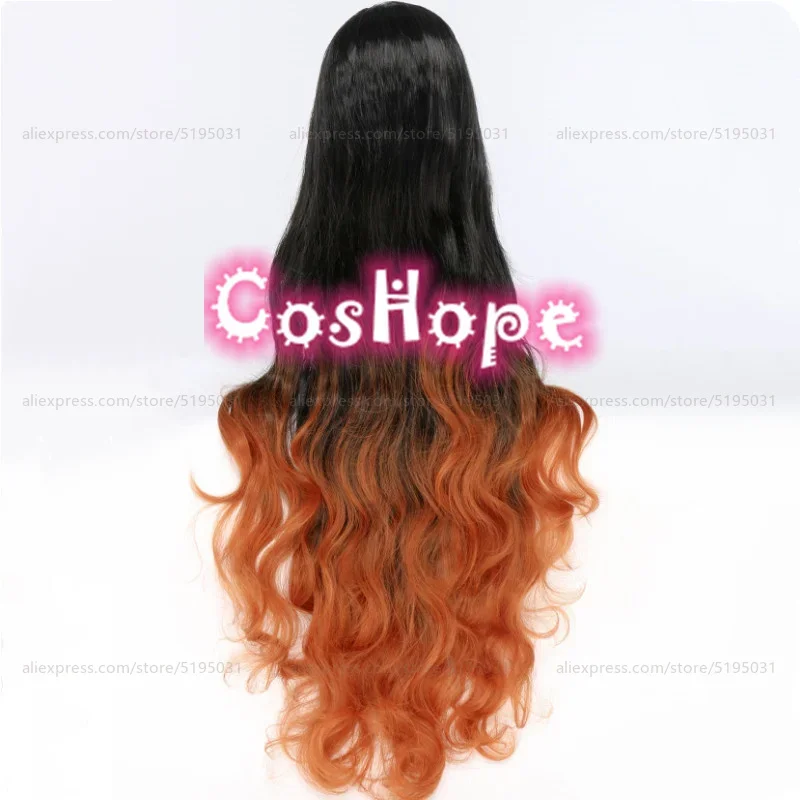 Nezuko Косплей Парик Вьющийся Черный Оранжевый Градиента Термостойкие