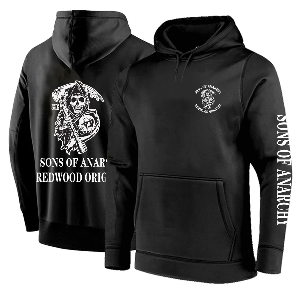 

2022 Hot Sale Sons Of Anarchy Punk Man's Solid Casual Hoodies SAMCRO Hip Hop Sport SOA Cottton Pullover MC Printed Sweatshirts