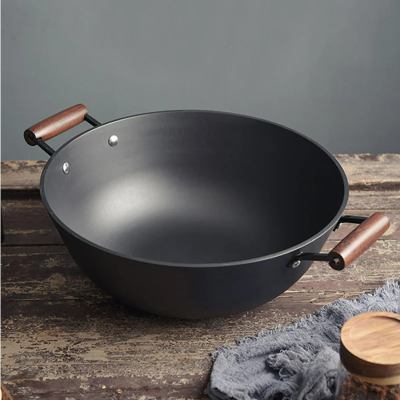 

Cast Iron Old-fashioned Handmade Cast Iron Stew Pot Household Non-coated Thickened Wok Induction Cooker Universal Raw Iron Pots
