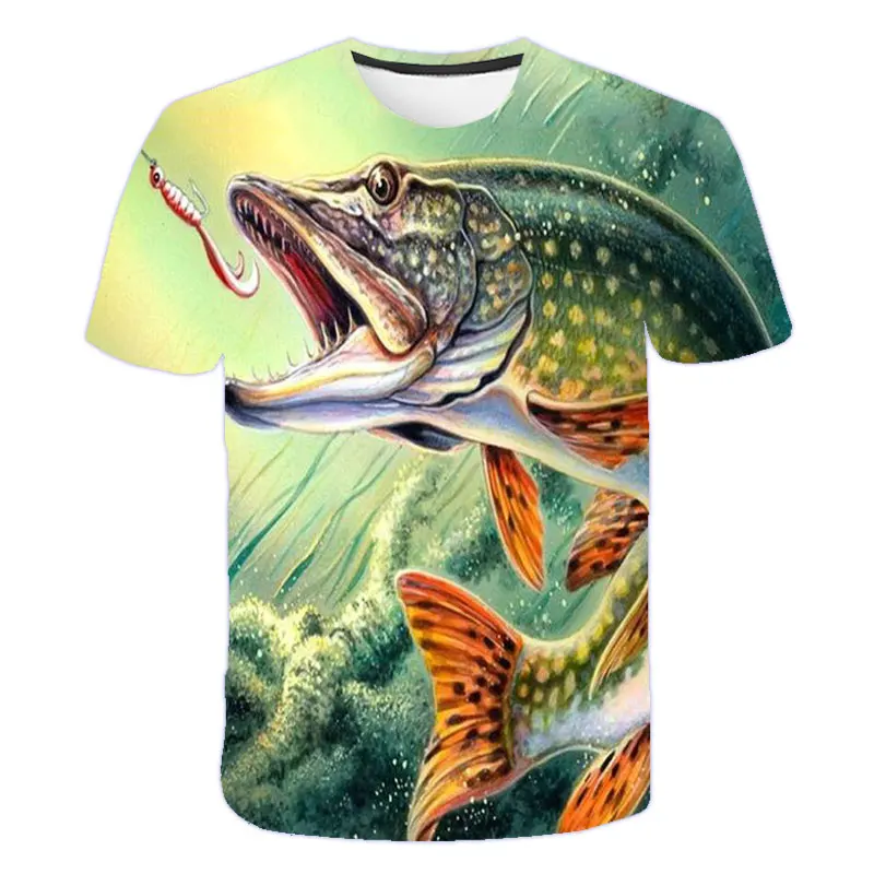 

Camisa de pesca t 4 a 19 y meninos todo o tamanho adolescentes camisa 3d impressão engraçado peixe moda manga curta poliéster cr