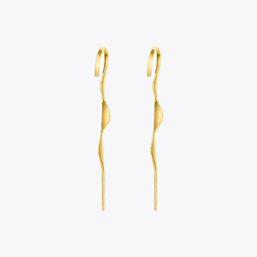 

ENFASHION Punk Wave Simple Stud Earrings For Women Gold Color Statement Geometric Curve Earings Fashion Jewelry Oorbellen EC1070