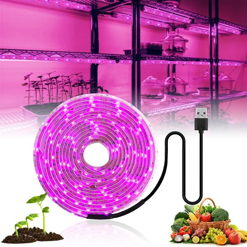 

5V USB LED Grow Light Full Spectrum Phytolamp Plant Light 1m 2m 3m 4m 5m Strip Phyto Lamp for Flower Greenhouse Tent Hydroponic