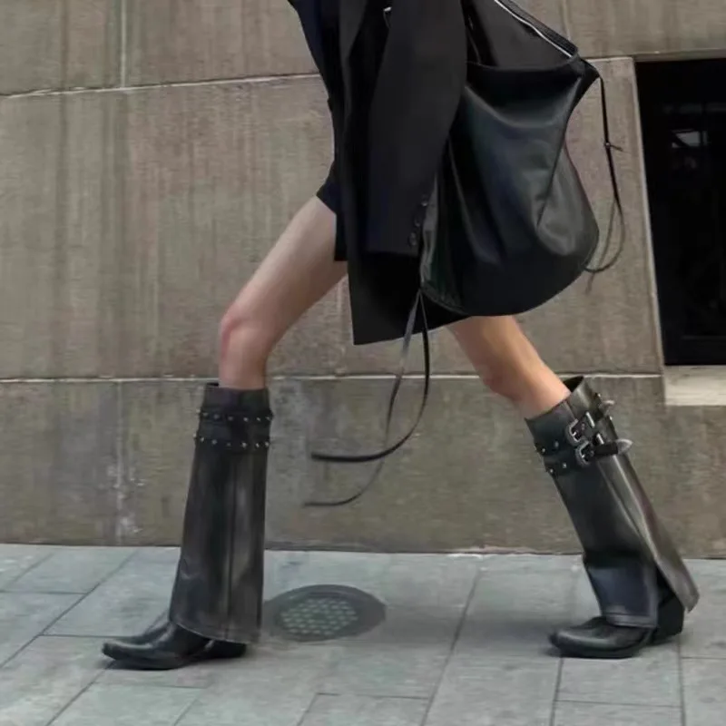 Женские ковбойские сапоги с острым носком в стиле ретро