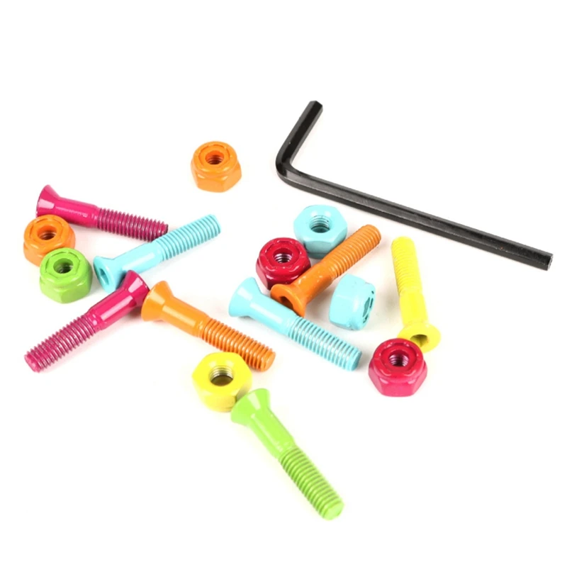 Розничный комплект из 9 цветных крепежных болтов для скейтборда металлических
