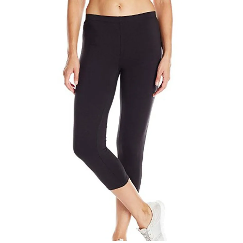 

Women's High-waist Hip Stretch Yoga Pants Seven-minute Pants Running Fitness Solid Color Workout Seamless Push Up Leggings
