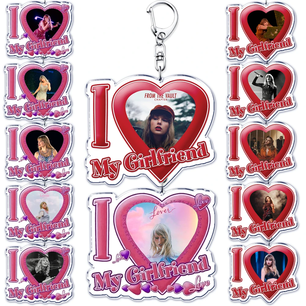 

Popular Female Singer I Love My Girlfriend Key Chain Keychains Ring for Accessories Bag Pendant Keyring Jewelry Fans Love Gifts