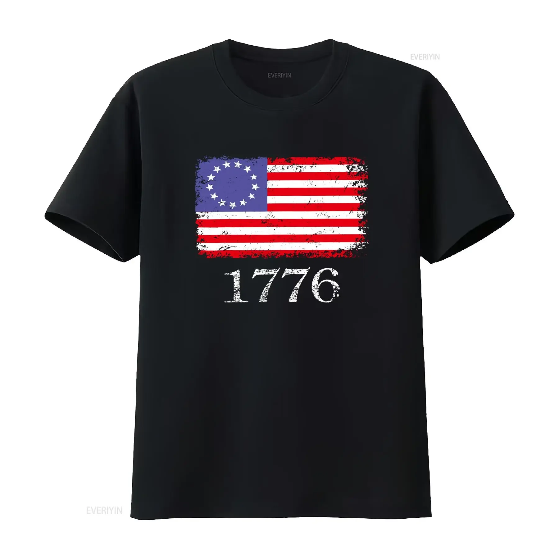 Фото Футболка Betsy Ross с американским флагом 4 июля 1776 года, ретро-дизайн, патриотический узор для празднования Дня независимости, винтажная, с эффектом потертости №1