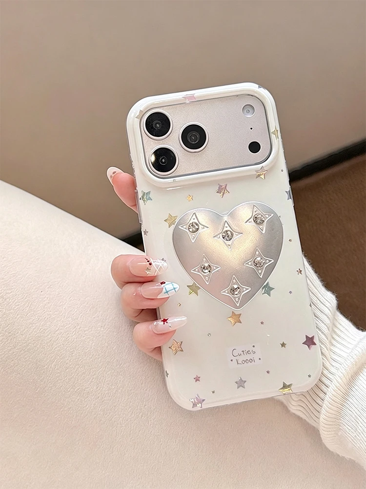 Фото Чехол для телефона Ins Korean Full Screen Starry Sky с блестками и держателем для iPhone 17 16 15 14 13 Pro Max №4