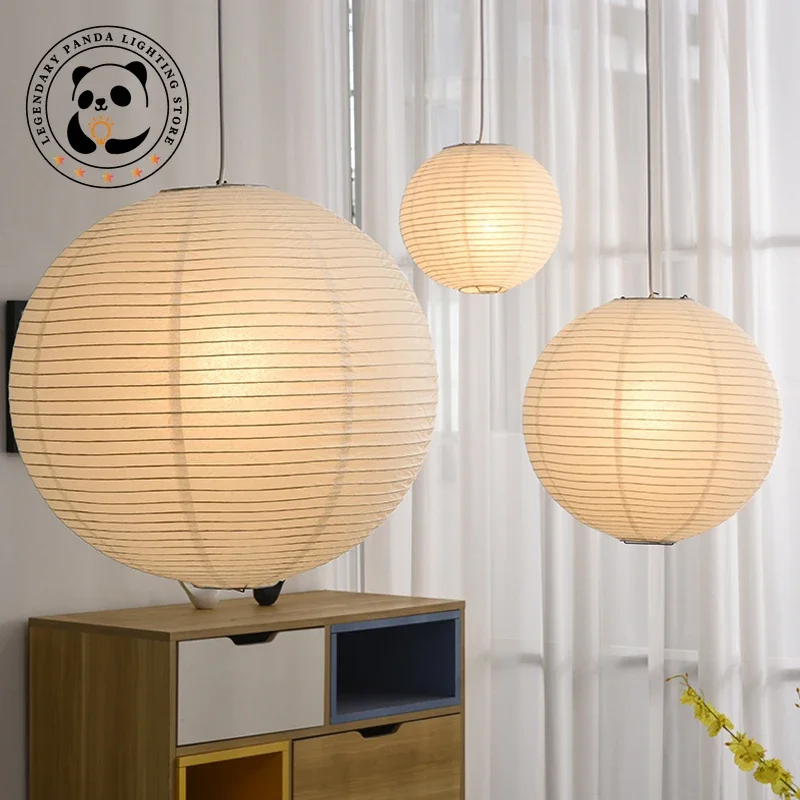 Японский подвесной светильник ваби-саби в стиле ретро круглый бумажный абажур